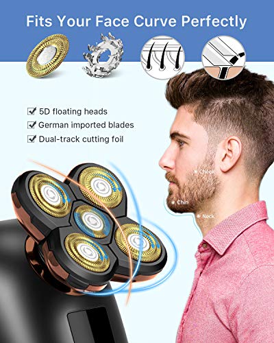 Head Shavers for Bald Men, OriHea USB Cordless Wet And Dry Razor. IPX7 Waterproof Shaving Kit, Rotary Bald Head Shaver Grooming Kit with Facial Beard Trimmer, Nose Hair Trimmer