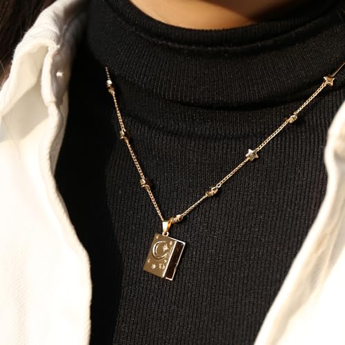 JUN MEIR'S 18K Gold Plated Book Pendant Necklace for Women, Birthday Anniversary Jewelry Gifts for Wife, Mom, Best Friend 5