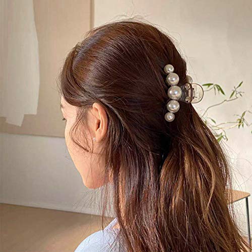 Deeka PEARLCLAWLARGE-5P 5 Pcs Large Pearl Hair Claw Clips White Black Thick Long Jaw Clips Barrettes Hair Accessories thumb #6