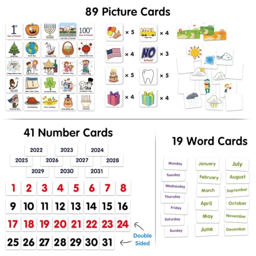 Image of Calendar and Weather Pocket Chart, Classroom Organized Chart, 149 Pieces (Black)