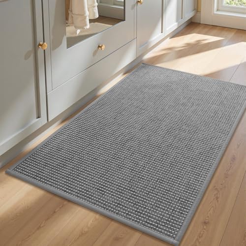 PADOOR Kitchen Rugs Non Slip Washable, Kitchen-Mats for Floor Super Absorbent Runner Rug for Kitchen, Rubber Backing Kitchen Floor Mat for Hallway Lau
