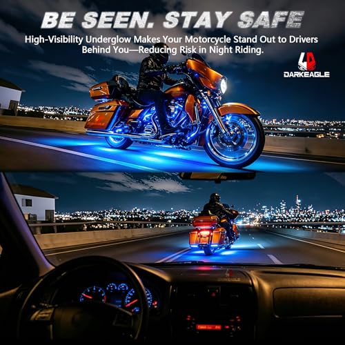 Image of 16PCS Double Row Motorcycle RGB LED Light Kits with Brake Turn Signal, Super bright Underglow Light with APP /RF Remote Dual Zone, Neon Accent Waterproof 12V for Cruiser Touring&Can-Am Ryker Motorcycle
