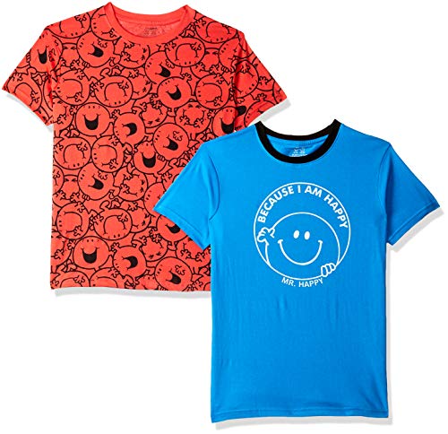 Image of Joshua Tree Boy's Mr. Men Little Miss Regular fit T-Shirt (Pack of 2) (MM-04 Royal Blue, Red 13-14 Years)