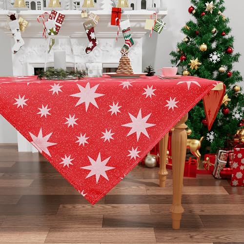 smiry Tischdecke Weihnachten Abwaschbar 80x80cm Rote...