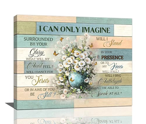 Christian Bathroom Decor Wall Art Farmhouse Daisy I Can Only Imagine Pictures Religious Floral Butterfly Canvas Painting Flower Framed Artwork for Kitchen Living Room Bedroom 20