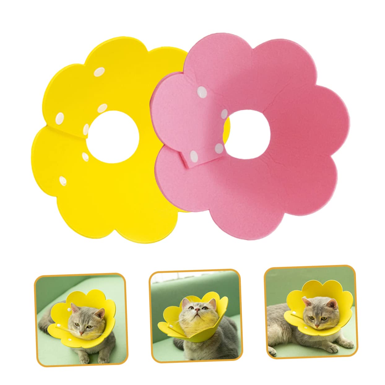 POPETPOP 10pezzi Collare Per Gatti e Cani Kit Di Collari Antistrozzo Per Recupero Leggero e Traspirante Per Guarigione Post-operatoria e Ferite Colori Lemon e Cute