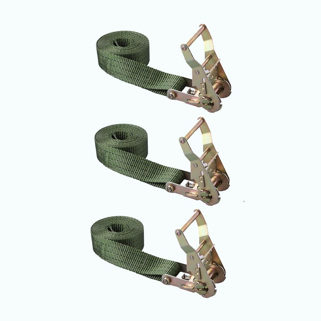 Spanngurte Mit Ratsche 3m Robust Zurrgurte Mit Ratsche Gurte Für Materialtransport Motorrad Fahrräder Umzug Gepäckpakete Camping (3 Stück)(Green,3.8cmx1m/1.49x39in)