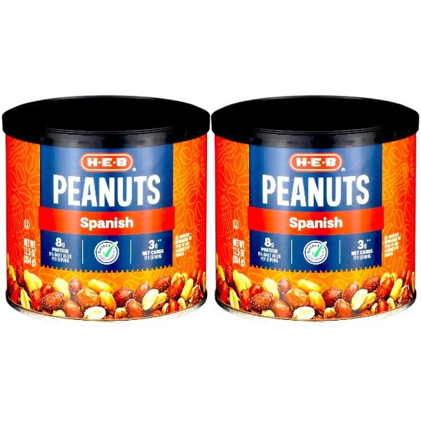 Spanish Peanuts, 12.5 oz (Pack of 2) – Crunchy Roasted Peanuts with Skins, Rich Flavor, High Protein Snack for Home, Parties & Baking