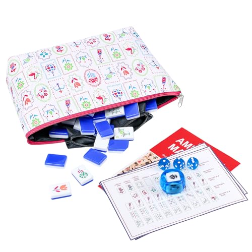 Juego de Mahjong Americano con 160 fichas y bolsa miniatura 6