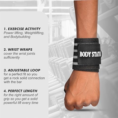 Image of Pro Weightlifting Wrist Wraps with Thumb Loop | Adjustable Gym Wrist Support for Men & Women - Powerlifting, Crossfit, Strength Training & Pain Relief