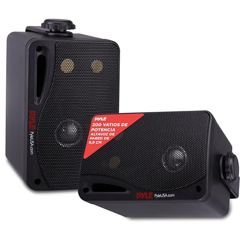 Pyle Altavoces, Inalambricos, Impermeables, Waterproof, Exteriores, Interiores, Par de 3.5”, 3 vias, Activo, Pasivo