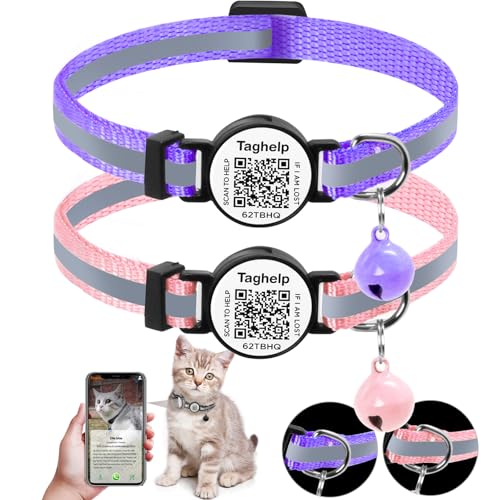 2 Pack Breakaway Cat Collar with QR Code & Bell,