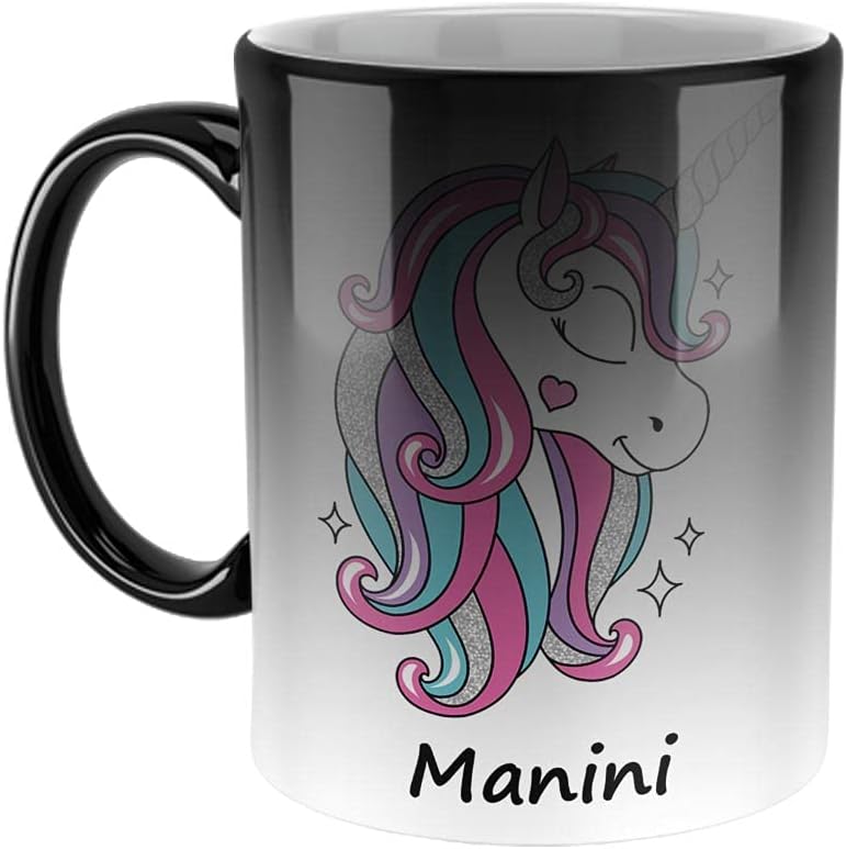 FurnishFantasy Unicorn Ceramic Coffee Mug - Best Happy Birthday Gift for Daughter, Sister, Gift for Kids, Return Gift - Magic Mug, Name - Manini