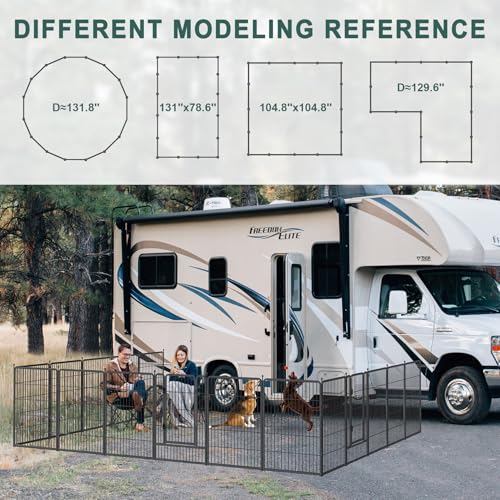 Image of Musen Dog Playpen Outdoor, 16 Panels Dog Pen 40 inch Height Dog Fence Exercise Pen with Doors for Large /Medium /Small Dogs, Portable Pet Playpen for Yard, RV, Camping, Hammer Paint Finish
