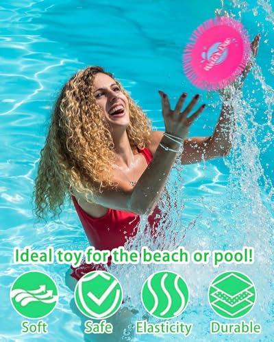 FUGLUS 2pcs Wasser Frisbee - Wasser-Wurfscheibe aus Schaumstoff und Silikon Ø 17 cm - Wasserspielzeug in knalligen Farben extra Soft (02 Stück - Frisbee 17 cm)