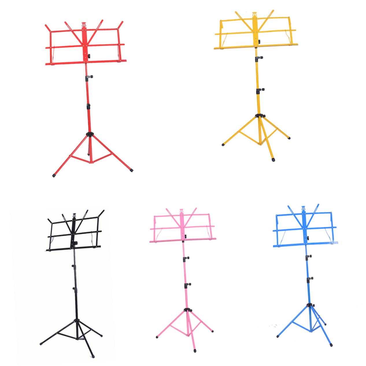 GALPADA Colorful Folding Music Tripod Stand Durable Metal Music Stand Holder for Guitar Parts Accessories Non Slip Feet Multi Angle Viewing Pink