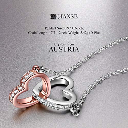 image for QIANSE Necklace for Women, Love Heart Jewelry for Women Necklace 5A Cu