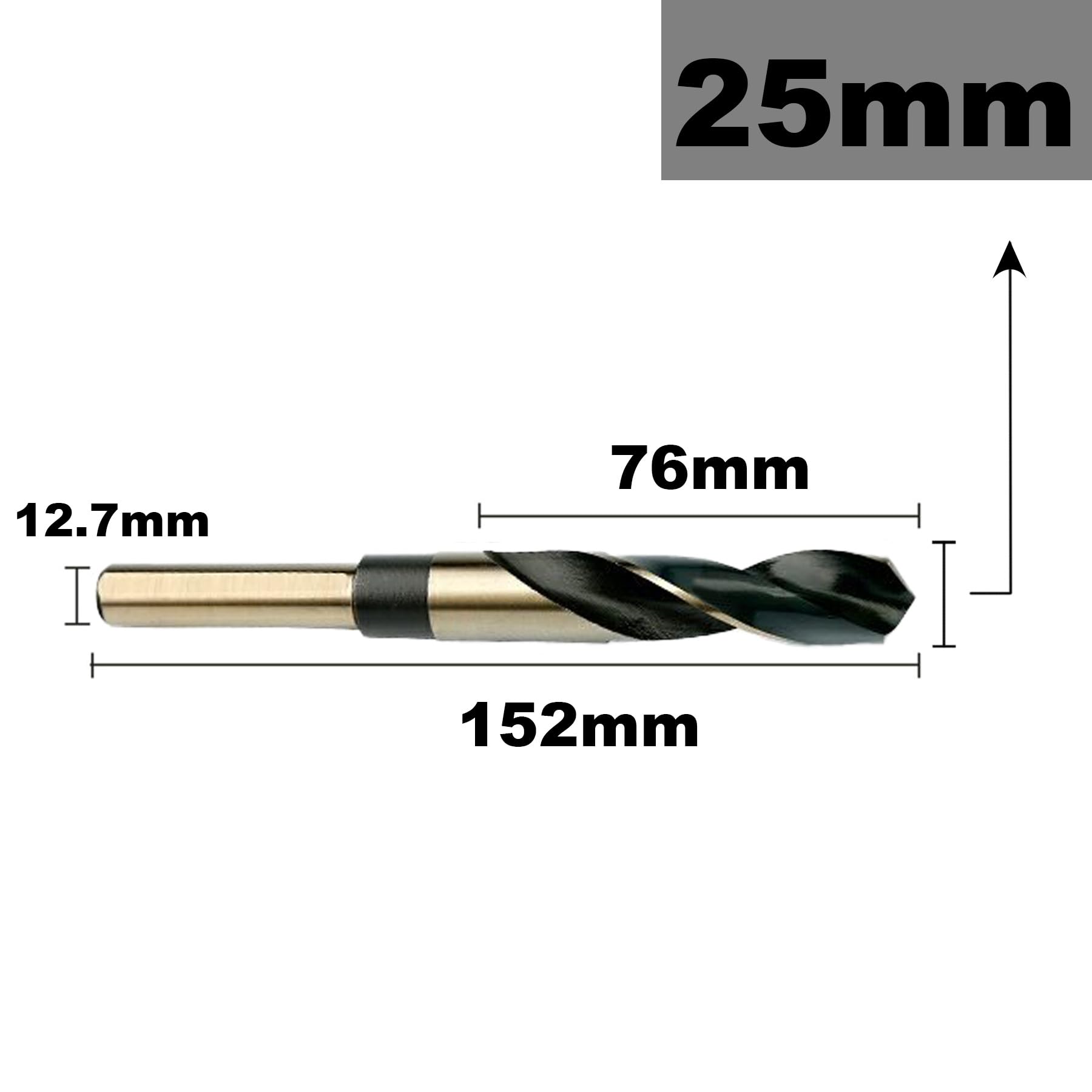 LEPEVNEY 25mm Reduced Shank Twist Drill Bit with 1/2 Inch 12.7mm Shank for Stainless Steel Aluminum Alloy Metal Copper Plastic Wood - Image 2