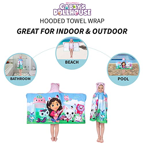 Image of DreamWorks Gabby's Dollhouse Bath /Pool /Beach Soft Cotton Terry Hooded Towel Wrap, 24 in x 50 in, By Franco Kids