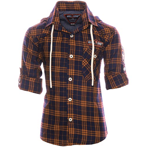 GILLSONZ DS50-1 Kinder Freizeit Student Hemd Langarm Kapuze Indigo Farbe...