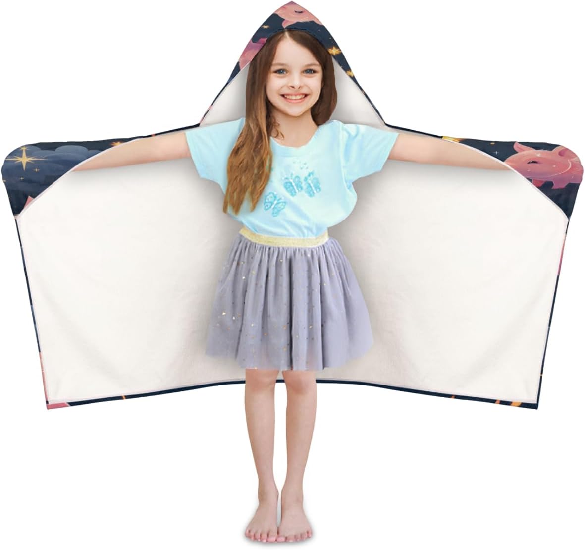 Pardick Kids Bath Towel Cute Pigs Beach Towel with Hood Pool Cover Up for Girls Boys Soft Absorbent Hooded Bath Towel Toddler Towels for Beach, Pool