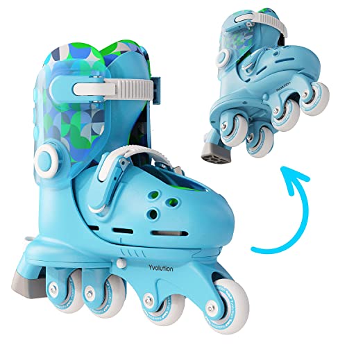 Yvolution Twista Patines 2 en 1 Ajustables Azules. Talla 23-28. Patines en línea para niñas y niños de 2 años