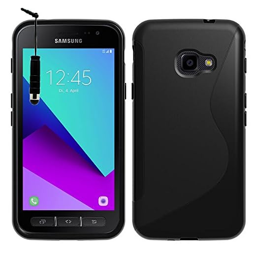 VComp-Shop® S-Line TPU silikon mobiltelefonfodral för Samsung Galaxy Xcover 4 SM-G390F + mini pekdon – SCHWARZ