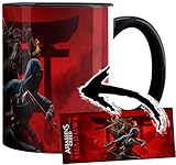 MUGSVILLE Assassins Creed Shadows Yasuke Naoe Taza Interior y Asa Negra Ceramica Mug