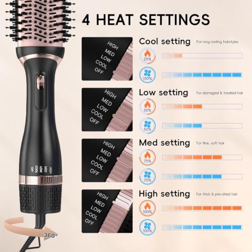 Image of Natrial Hair Dryer Blow Dryer Brush Thermal Round Hot Air Brush Set