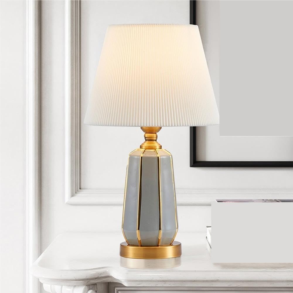 Lampada moderna in ceramica di lusso, luce notturna ambientale | Lusso moderno, base in ceramica, paralume in tessuto, dimmerabile, luce notturna