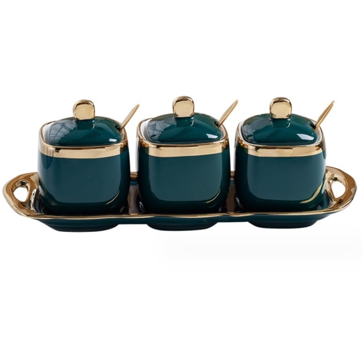 Pots à Épices Assaisonnement Box Set Ensemble De Récipients À Condiments En Céramique, Coffret D'assaisonnement Avec Couvercle De Cuillère Et Plateau, Bouteille D'épices, Bouteille D'assaisonnement De