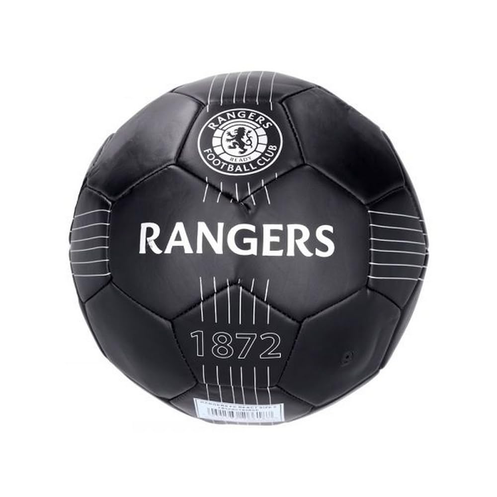 Rangers FC React Crest Leather Detailing Football (5) (Black/White)