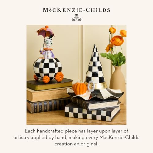 Image of MACKENZIE-CHILDS Resin Witch Hat on Books, Black-and-White Courtly Check