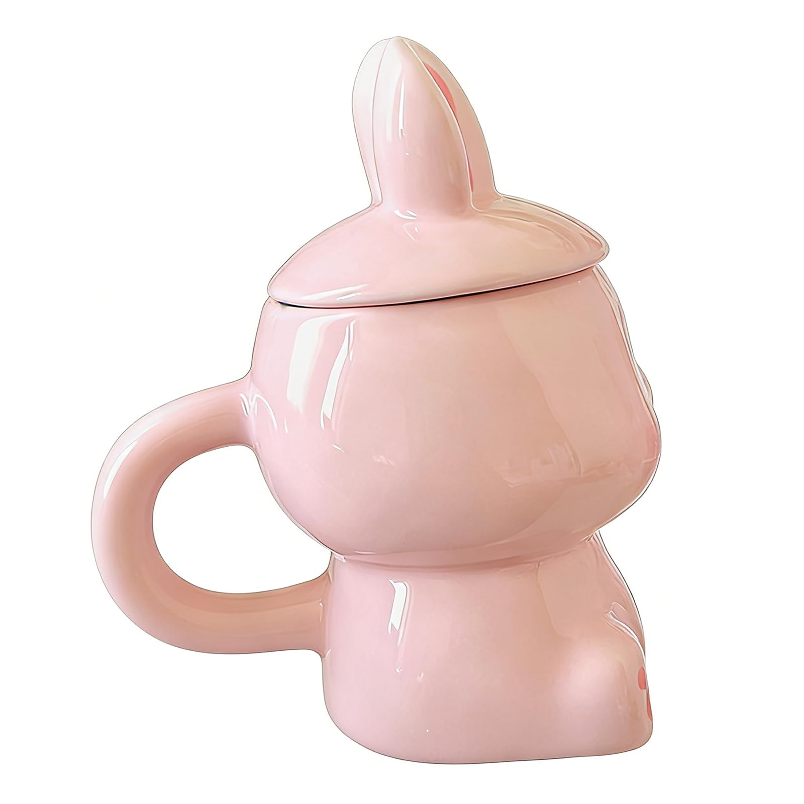 ZEPFJHE 350ml Ceramic Coffee Cup with Easter Rabbits Ears Lid Insulated Drinking Mug Perfect for Seasonal Decoration Holiday Themed Coffee Cup