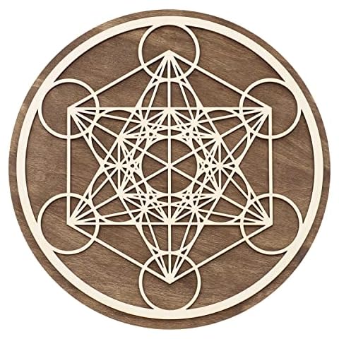 Fourth Level 12" 12” 2-Layer Metatron acred Geometry Wood Wall Art, Zen Home Decor for Yoga/Meditation, C Cover