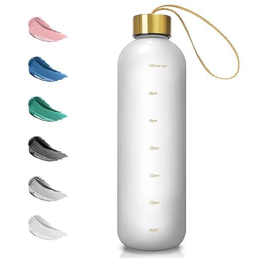 Opard 32oz Motivational Water Bottle with Time Marker to Drink, Reusable Plastic Bottle with BPA Free Tritan for Gym and Sports