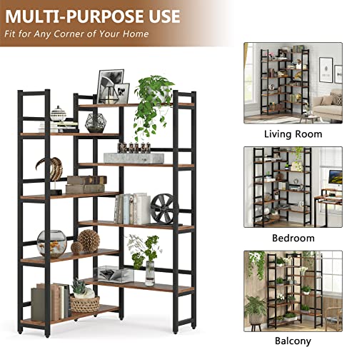 Tribesigns 70.8” Corner Bookshelf, 8-Tier Industrial Bookcase With Metal Frame For Open Storage, Corner Display Rack Storage Organizer For Home Office #TOP5