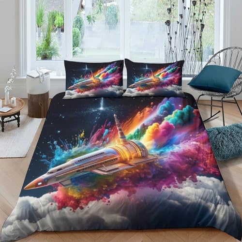 Parure de lit enfant dirigeable cadeau idéal housse de couette 200x200 dessin animé