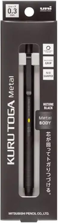 KURUTOGA Mitsubishi Pencil Mechanical Pencil Metal 0.3mm Nocturne Black M3KH1P.24 With Original Stylus Ballpoint Touch Pen