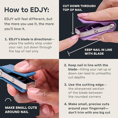 Image of EDJY Fingernail Cutter - Precision Stainless Steel Nail Cutter for Fingernails | Sharp Blade, Ergonomic Design, Durable & Rust-Resistant | Ideal for Men and Women EDJY Blue | 2-Pack