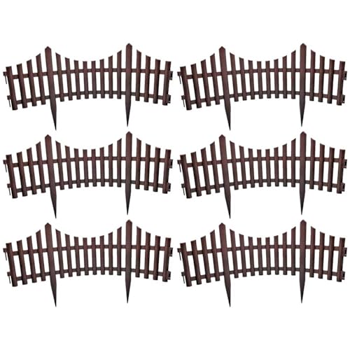Tradineur - Pack de 6 Vallas de plásticos Decorativas de jardín - Borde para cespéd, Plantas, Flores, decoración de Exterior - N.º 5-32,5 x 60 x 0,7 cm - Color Wengue