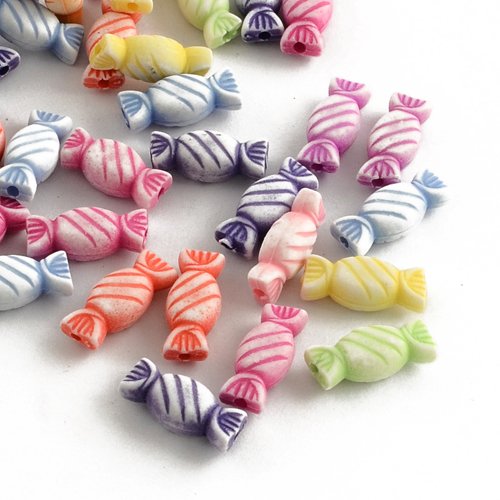 Mixed-Colour Acrylic Candy Beads 7mm x 15mm Pack Of 60+ for Jewellery Making and More