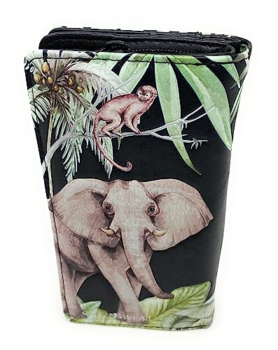 Shag Wear Elephant Jungle Large Animal Wallet for Women and Teen Girls Vegan Faux Leather 7" Black2