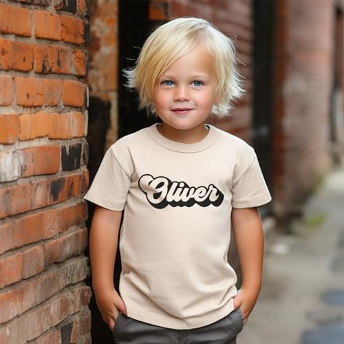 Personalized Groovy Name Toddler Shirt - Custom Name Minimalist Retro Kids Name T-Shirt - Cute Boys & Girls Natural Toddler Youth Graphic Tee4