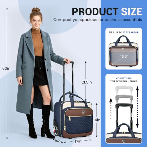 Image of RUCYEN Rolling Laptop Bag,Rolling Briefcase for Men & Women,Laptop Briefcase on Wheels,Carry On Bag for Business Travel