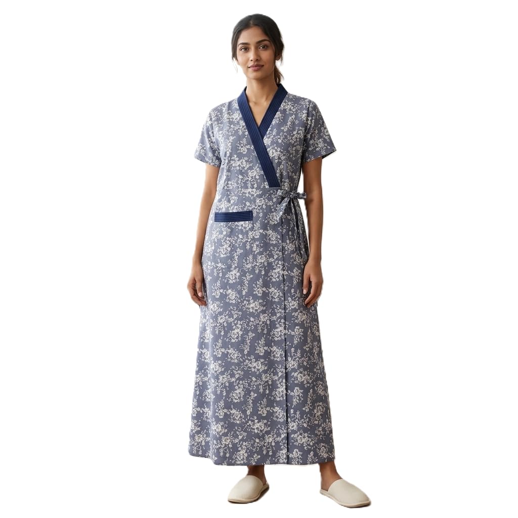 baby doll Premium Full Front Open Lizzy Bizzy Poly Cotton Full Length Robe, Housecoat, Nighty, Nightwear, Sleepwear, Front Open Adjustable Night Gown for Women Ladies-picture-25