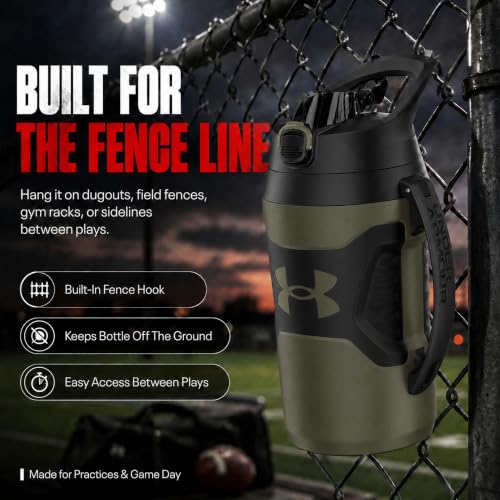 Image of Under Armour Insulated Water Bottle with Handle & Fence Hook, Half Gallon Sports Water Jug, Leak-Resistant & BPA-Free for Baseball, Football & Gym - Marine OD Green, 64oz