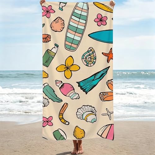Drap de plage à séchage rapide crème serviette légère dessin animé