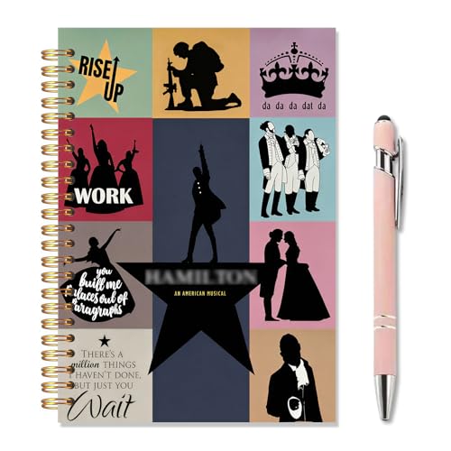 Joalpysm Hamilton Musical Journal A5 Spiral Notebook Set with Pen and Mesh Bag Broadway Gift for Fans 80 Pages Lined Notebook for Journaling Work School
