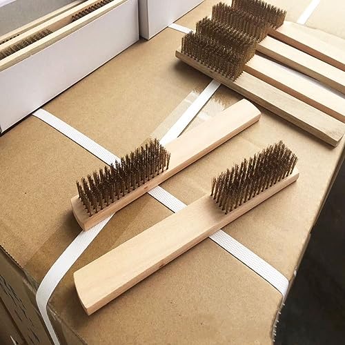 Image of Brass Brush,Soft Brass Bristle Wire Brush,Wire Scratch Brush with 9 inch Wood Handle